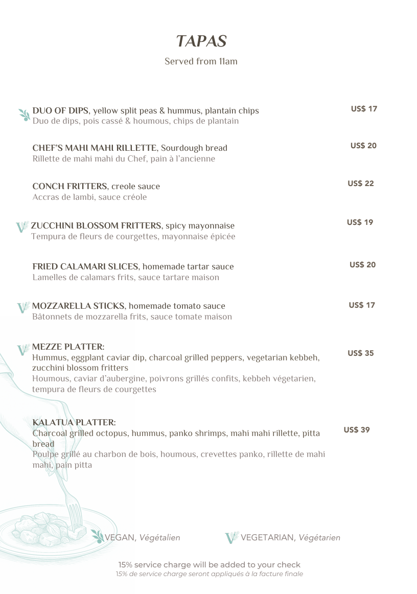 Plage menu page 1