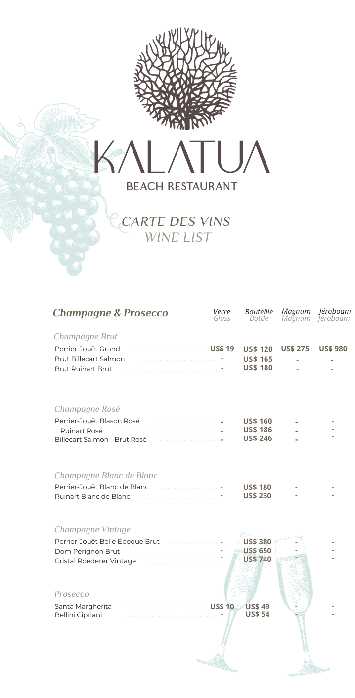 Wines menu page 1